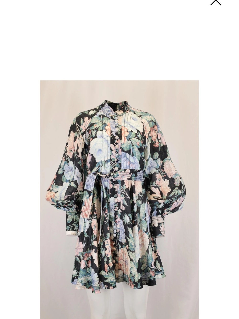 Zimmermann Black Floral Long-Sleeve Mini Dress